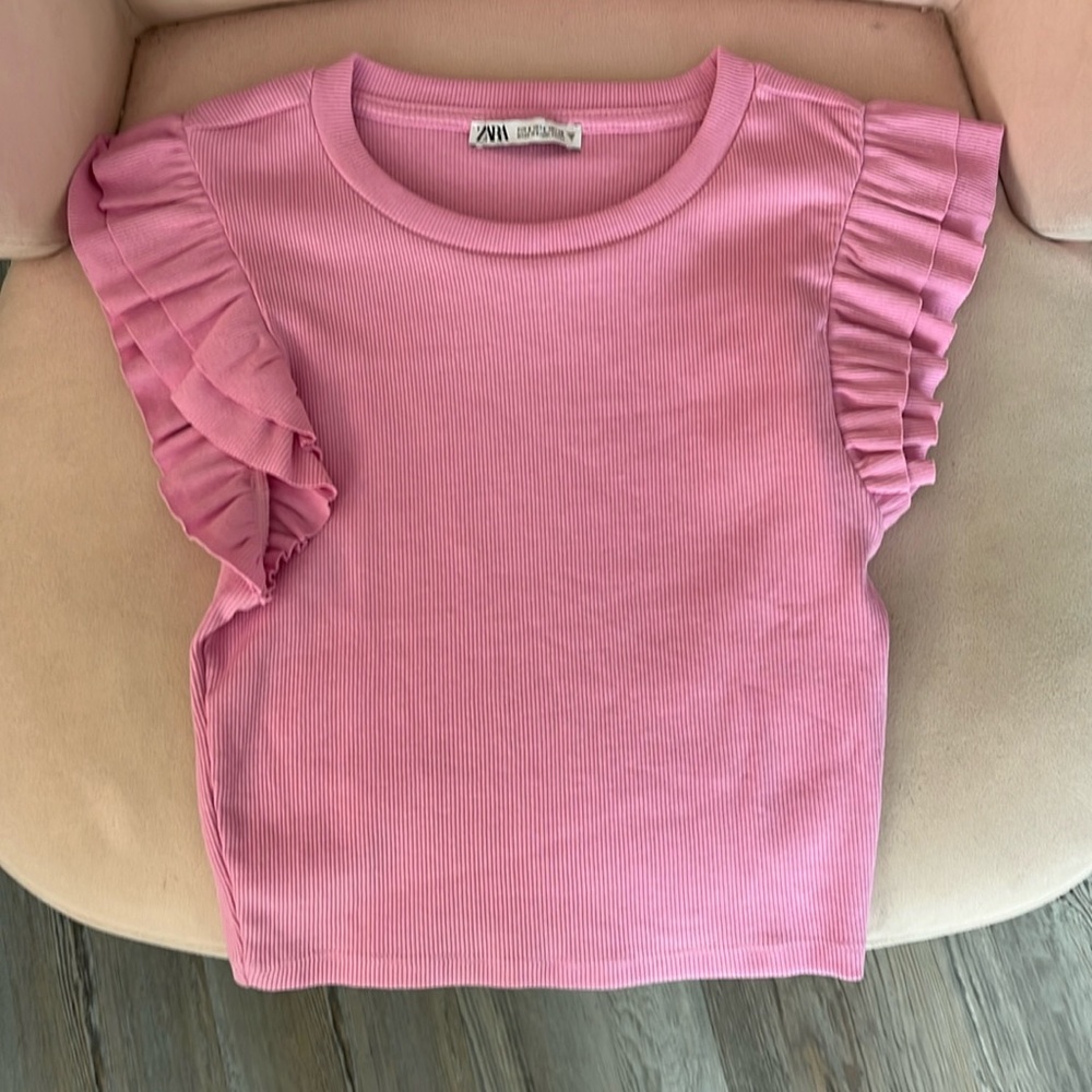 Zara Ruffle sleeve tank top Never worn size S